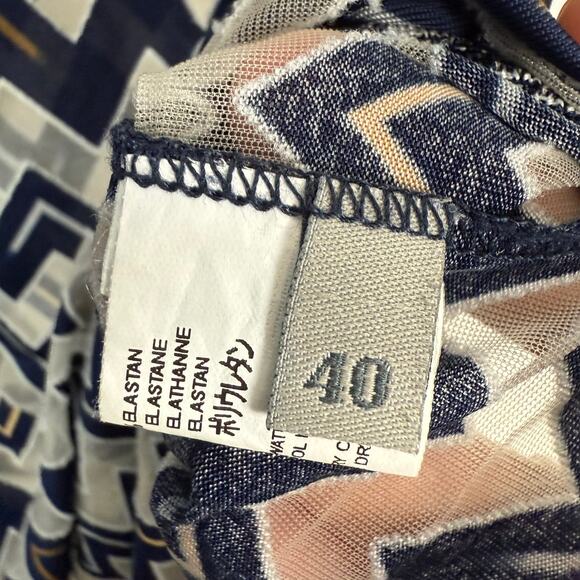 Missoni Sport Blue White Sheer Zig Zag Tunic Dress Sleeveless V-Neck 40 US 4 - Picture 5 of 11